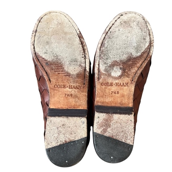 Vintage Cole Haan Woven Brown Leather Preppy Tassel Loafers – Size 7.5B - Picture 7 of 8